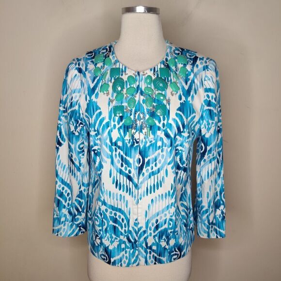 Peck & Peck Beaded Jacket Cotton Hook Eye - Picture 1 of 10